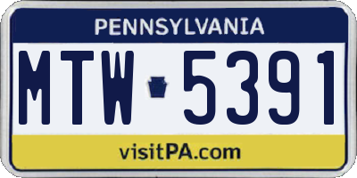 PA license plate MTW5391