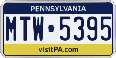 PA license plate MTW5395