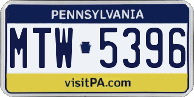 PA license plate MTW5396