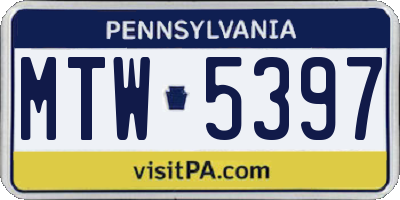 PA license plate MTW5397