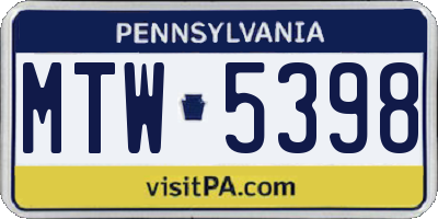 PA license plate MTW5398