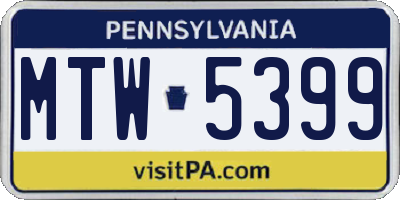 PA license plate MTW5399