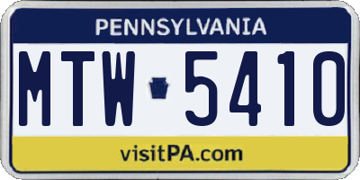 PA license plate MTW5410