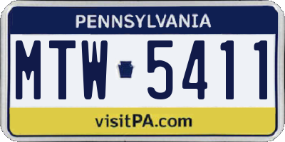 PA license plate MTW5411