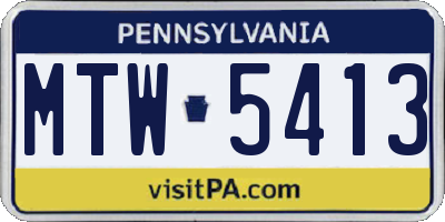 PA license plate MTW5413