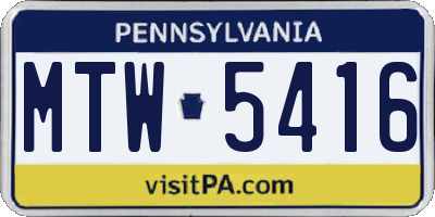 PA license plate MTW5416