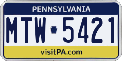 PA license plate MTW5421