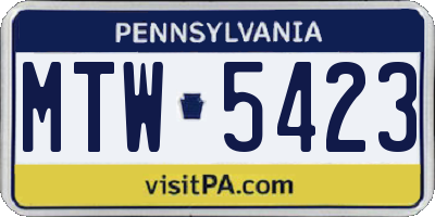 PA license plate MTW5423