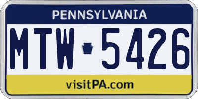PA license plate MTW5426