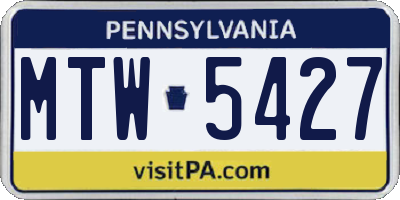 PA license plate MTW5427