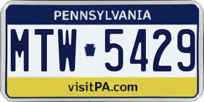 PA license plate MTW5429