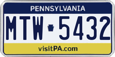 PA license plate MTW5432
