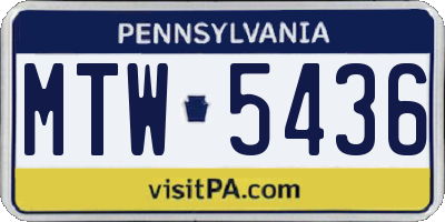 PA license plate MTW5436