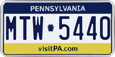PA license plate MTW5440