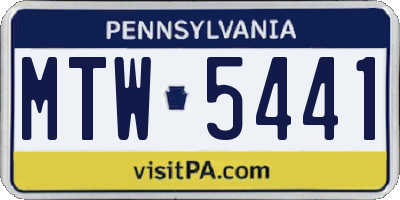 PA license plate MTW5441