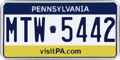 PA license plate MTW5442