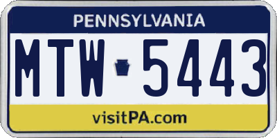 PA license plate MTW5443