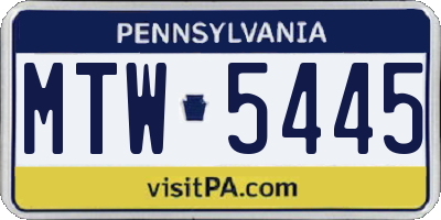 PA license plate MTW5445