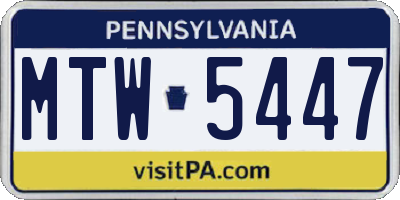 PA license plate MTW5447