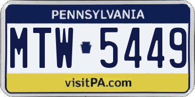 PA license plate MTW5449