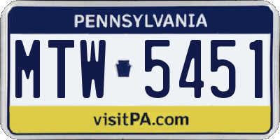 PA license plate MTW5451