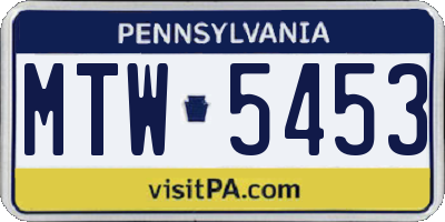 PA license plate MTW5453