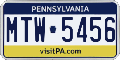 PA license plate MTW5456