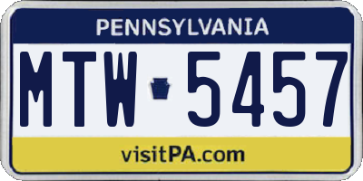 PA license plate MTW5457