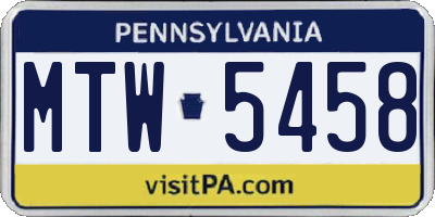 PA license plate MTW5458