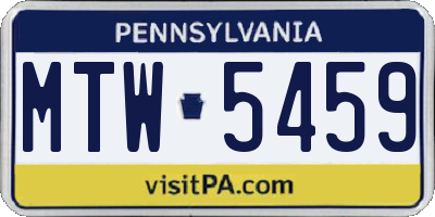 PA license plate MTW5459