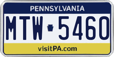PA license plate MTW5460