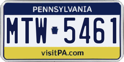 PA license plate MTW5461