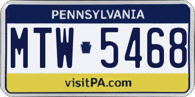 PA license plate MTW5468