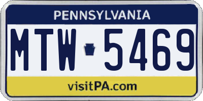 PA license plate MTW5469
