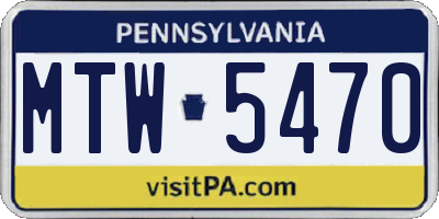 PA license plate MTW5470