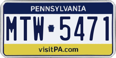 PA license plate MTW5471