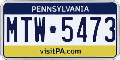 PA license plate MTW5473