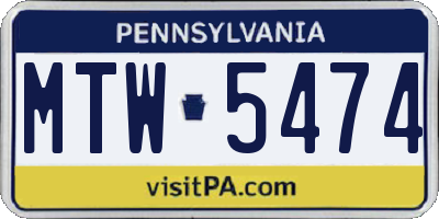 PA license plate MTW5474