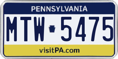 PA license plate MTW5475