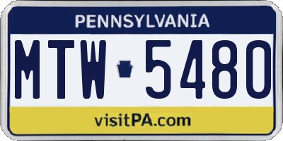 PA license plate MTW5480