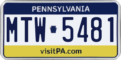 PA license plate MTW5481