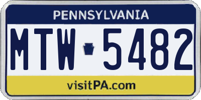 PA license plate MTW5482