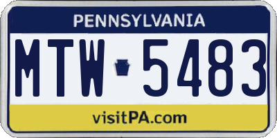 PA license plate MTW5483
