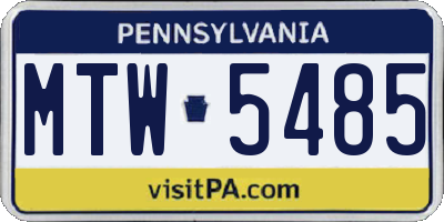 PA license plate MTW5485
