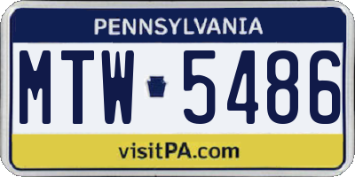 PA license plate MTW5486