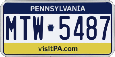 PA license plate MTW5487
