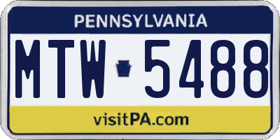 PA license plate MTW5488