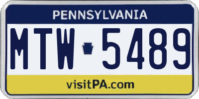 PA license plate MTW5489