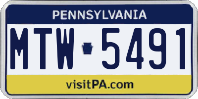 PA license plate MTW5491