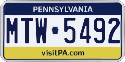 PA license plate MTW5492
